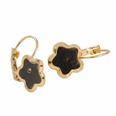 Flower Lever Back Earring Base - Golden - 2 Pairs