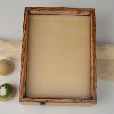 Teak Wood Varmala Frame with Acrylic Base - 9 x 12 Inch