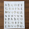 A4 Golden Embossed Alphabet Sheet - Floral Design (A-Z Letters)