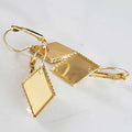 Square Lever Back Earring Base - Golden - 2 Pairs