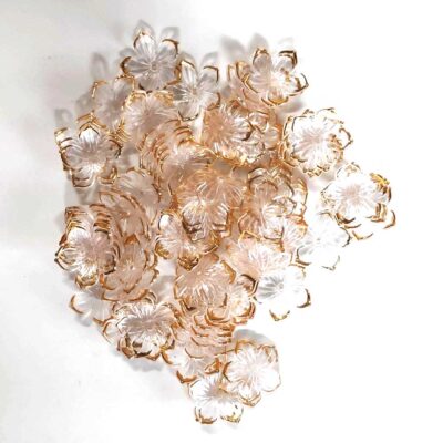 Acrylic White Flower Beads with Gold Frame - 50g