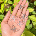 Butterfly Design Silver Bezel Pendant - Set of 5