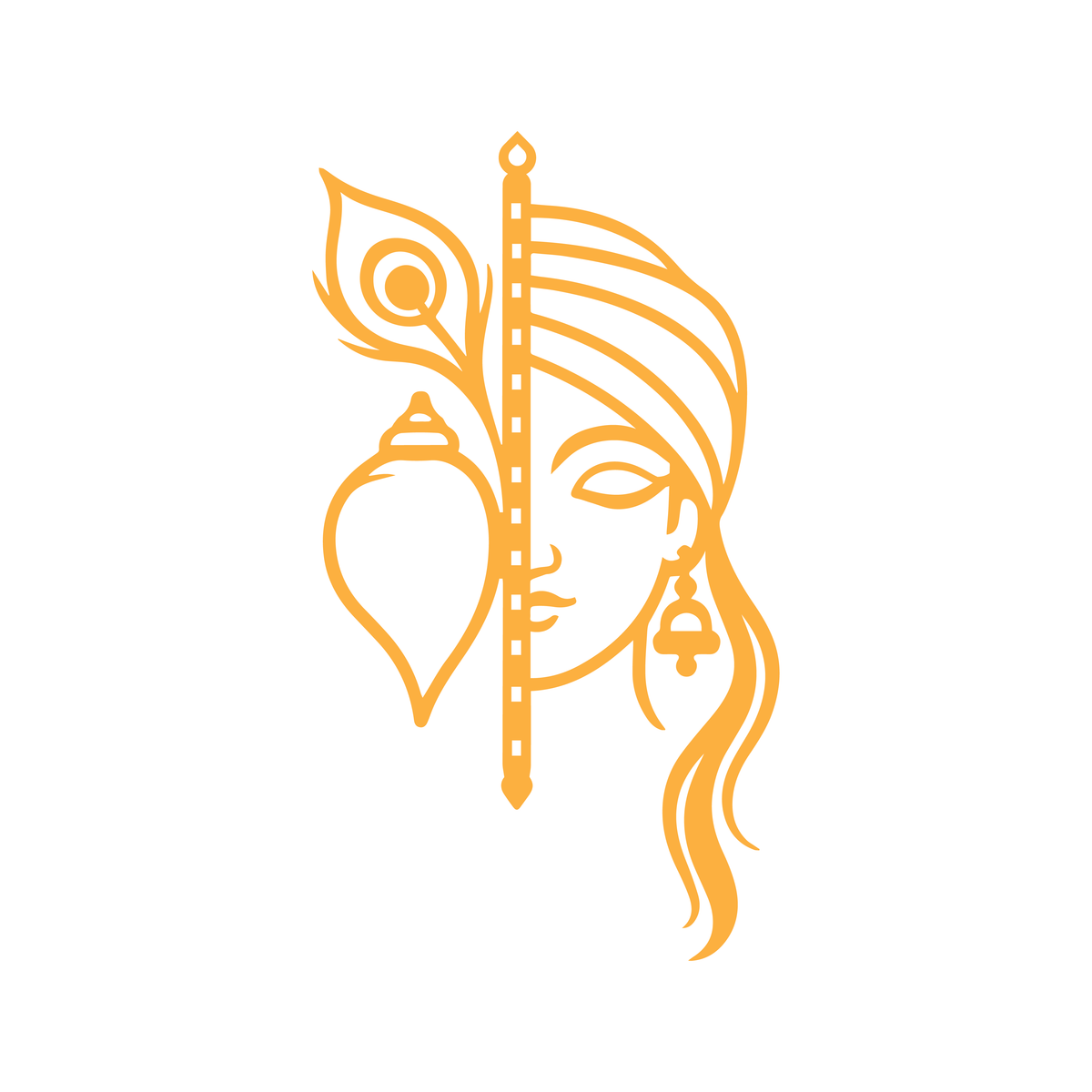 Krishna Face with Shell Acrylic Cutout - 4 Inch