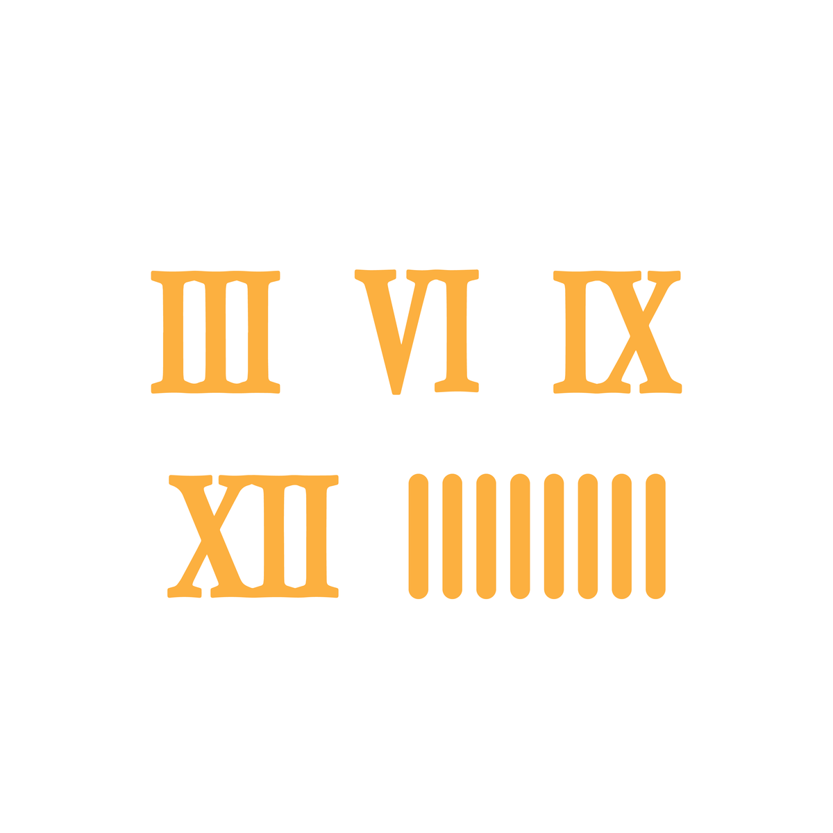 Roman Clock Numbers with Sticks