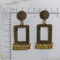 Rectangle Charm Jhumka Earrings - Golden