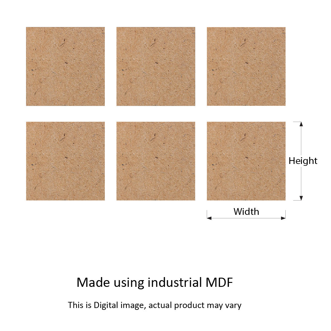 Plain Square MDF Coaster Bases - 6 Inch, Set of 6