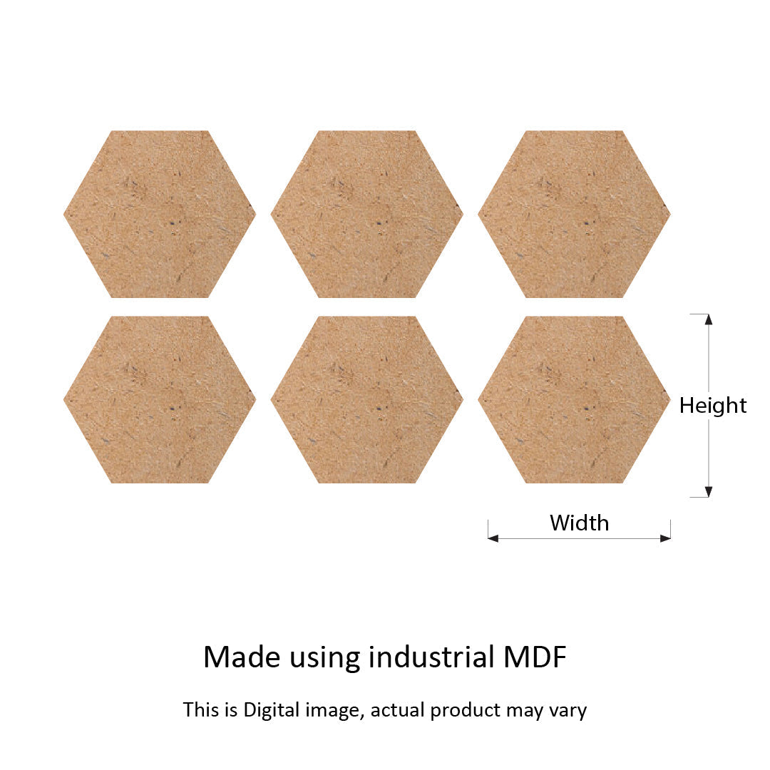 Plain Hexagon MDF Coaster Bases - 6 Inch, Set of 6