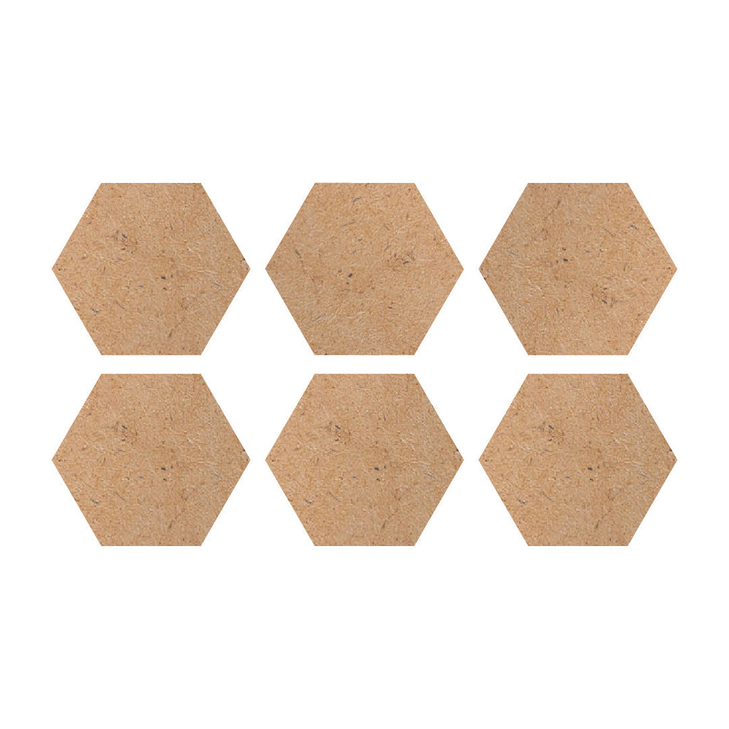 Plain Hexagon MDF Coaster Bases - 6 Inch, Set of 6