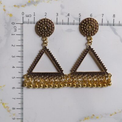 Temple Ghungroo Cone Jhumka Earrings - Golden